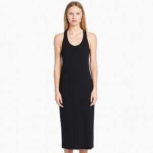 TROUVE Dress Racer Back Column Satin Backed Crepe Black Dress XS minimalist